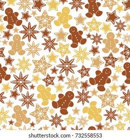 Vector seamless pattern  with ginger cookies.