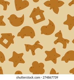 Vector seamless pattern with gingerbread cookies