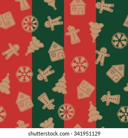 Vector seamless pattern with gingerbread cookies.