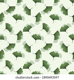 Vector seamless pattern with Ginkgo Biloba leaves; for wrapping paper, packaging, posters, banners, web design.