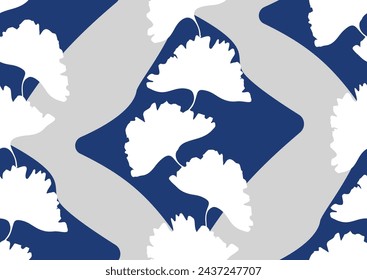 Vector seamless pattern with ginkgo biloba leaves.