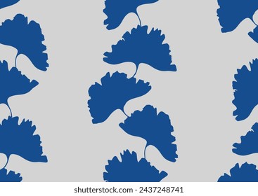 Vector seamless pattern with ginkgo biloba leaves.