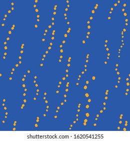 Vector seamless pattern ginko wax with yellow dots and blue background. Perfect for fabric, scrapbooking, wallpaper, home decor projects.