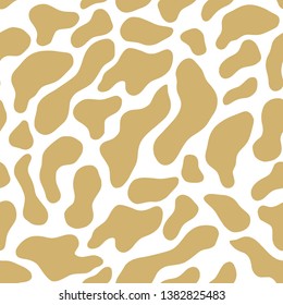 Vector seamless pattern of a giraffe. Abstract, modern print in gold color. Spots on white background