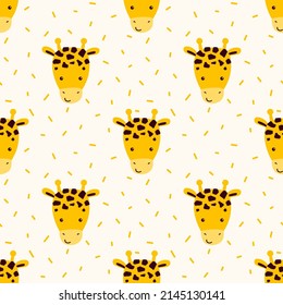 Vector seamless pattern with giraffe faces