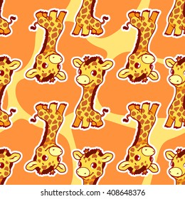 Vector seamless pattern with giraffe. Funny background with animals for kids.