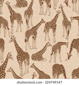Vector seamless pattern with giraffes