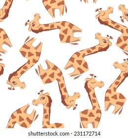 Vector seamless pattern with giraffes on white background