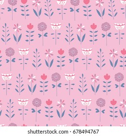 Vector seamless pattern for girl.  Ideal for cards, invitations, baby shower, party,  kindergarten, children room decoration.