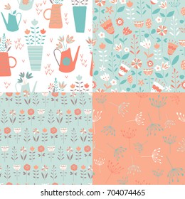 Vector seamless pattern for girl.  Ideal for cards, invitations, baby shower, party,  kindergarten, children room decoration.