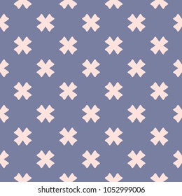 Vector seamless pattern for girls and boys. Baby shower background. Modern texture in soft pastel colors, light pink and blue serenity. Simple abstract geometric design with small floral shapes