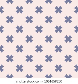 Vector seamless pattern for girls and boys. Baby shower background. Modern texture in soft pastel colors, rose pink and blue serenity. Simple abstract geometric design with small flower shapes