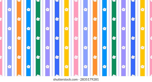 Vector seamless pattern and girly gingham heart with flower daisy kawaii. Cute print cover and bg fashion love with chamomile texture easter. Valentine wallpaper spring and vintage ditsy.
