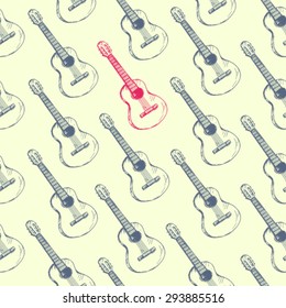 Vector seamless pattern with gitars on it