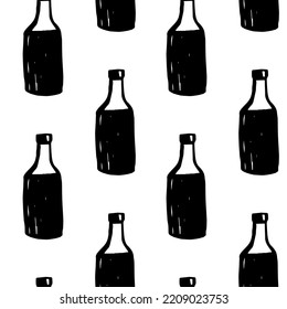 Vector seamless pattern is a glass bottle