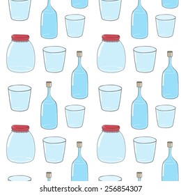Vector seamless pattern with glass dishes