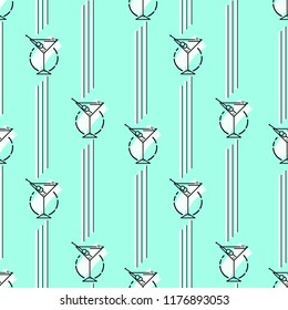 Vector seamless pattern with glass stemware. colorful backdrop stylized simple line art. the geometric backdrop for textile, wrapping paper, and other decorations