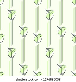 Vector seamless pattern with glass stemware. colorful backdrop stylized simple line art. the geometric backdrop for textile, wrapping paper, and other decorations