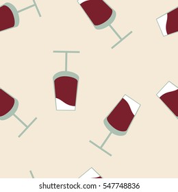 Vector seamless pattern with glasses of red wine for textile, ceramics, fabric, print, cards, wrapping