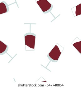 Vector seamless pattern with glasses of red wine for textile, ceramics, fabric, print, cards, wrapping