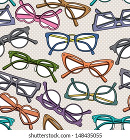 Vector seamless pattern with glasses and sunglasses