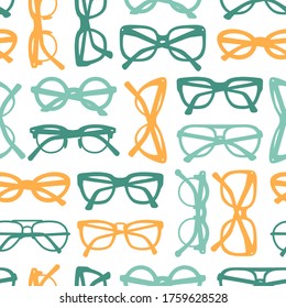 Vector seamless pattern with glasses and sunglasses