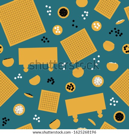 Vector seamless pattern of go game equipment for ads and competitions merch. Baduk board game background. Weiqi print