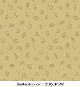 Vector seamless pattern with gold Japanese lucky charms	