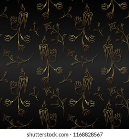 Vector seamless pattern of Gold on a dark background. Abstract golden seamless background. Golden Background. Pattern for invitation, card, wedding. Ornament texture wallpaper. Vector illustration