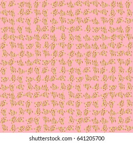 Vector seamless pattern with gold ornament. Vintage golden elements in Eastern style. Golden ornate illustration for wallpaper. Ornamental lace tracery. Traditional arabic decor on a pink background.