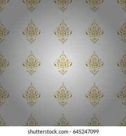 Vector seamless pattern with gold ornament. Golden texture on a gray background.