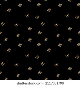 Vector seamless pattern with gold wildflowers on black background in doodle.Textural,botanical,summer print in hand dr style.Design for fabric, wrapping paper ,packaging, textiles, wallpaper.