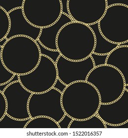 Vector seamless pattern of golden chains. Geometric design element for fabric, textile, wallpaper, scrapbooking or etc. Trendy repeating print. Isolated on violet background.