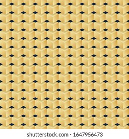 Vector seamless Pattern of golden cubes. Gold color luxury cubic background. Abstract Cube pattern background and decoration