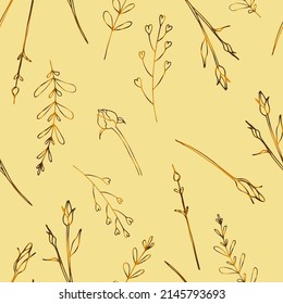 vector seamless pattern with golden flower