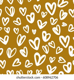 Vector seamless pattern of golden hearts

