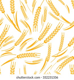 Vector seamless pattern with golden ripe ear of wheat. Abstract concept for organic products, harvest, grain, bakery, healthy food. Agriculture and farming background.