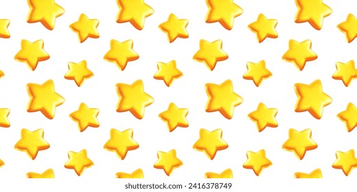 Patrón vectorial sin fisuras con estrella dorada sobre fondo blanco. Diseño de estilo 3d con estrella dorada para web, sitio, banner, afiche