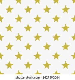 Vector seamless pattern with golden stars on a light background.