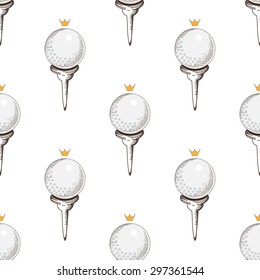 Vector seamless pattern. Pattern with golf elements background. Golf - seamless background. Background for use in design, web, packing, textile. golf, clubs, ball, bag