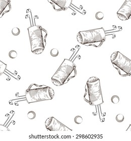 Vector seamless pattern. Pattern with golf elements background. Golf - seamless background. Background for use in design, web, packing, textile. golf, clubs, ball, bag