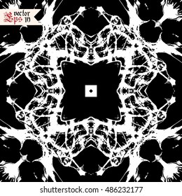 Vector seamless pattern in gothic style with floral elements. Black and white colors. Monochrome design.