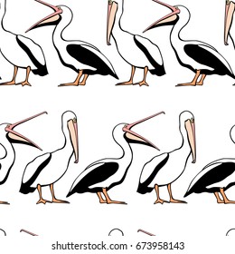 Vector seamless pattern with graceful pelicans.  Beautiful design elements, perfect for prints and patterns.