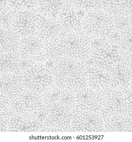 Vector seamless pattern of gradient silver grey foliage on light background. Hand drawn sketch/ chaotic order. Wallpaper, wrapping paper, textile print, coloring book page. Arbor Day decoration