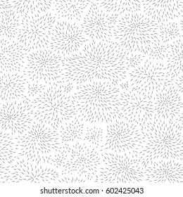 Vector seamless pattern of gradient silver grey foliage on light background. Hand drawn sketch/ chaotic order. Wallpaper, wrapping paper, textile print, coloring book page. Arbor Day decoration