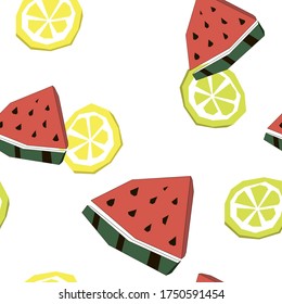 Vector seamless pattern with grafic watermelon, lime and lemon for backdrop, textile and cover