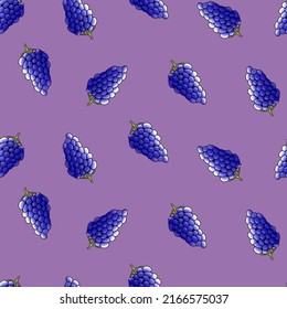 Vector seamless pattern, grape in watercolor style with black contour