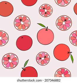 vector seamless pattern with grapefruits on light background