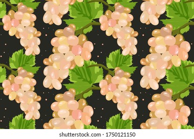 Vector seamless pattern with grapes and leaves.Design for menu design, packaging of wine and juice, recipes book, fabrics, labels, fabrics, textiles