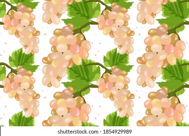 Vector seamless pattern with grapes and leaves.Design for menu design, packaging of wine and juice, recipes book, fabrics, labels, fabrics, textiles